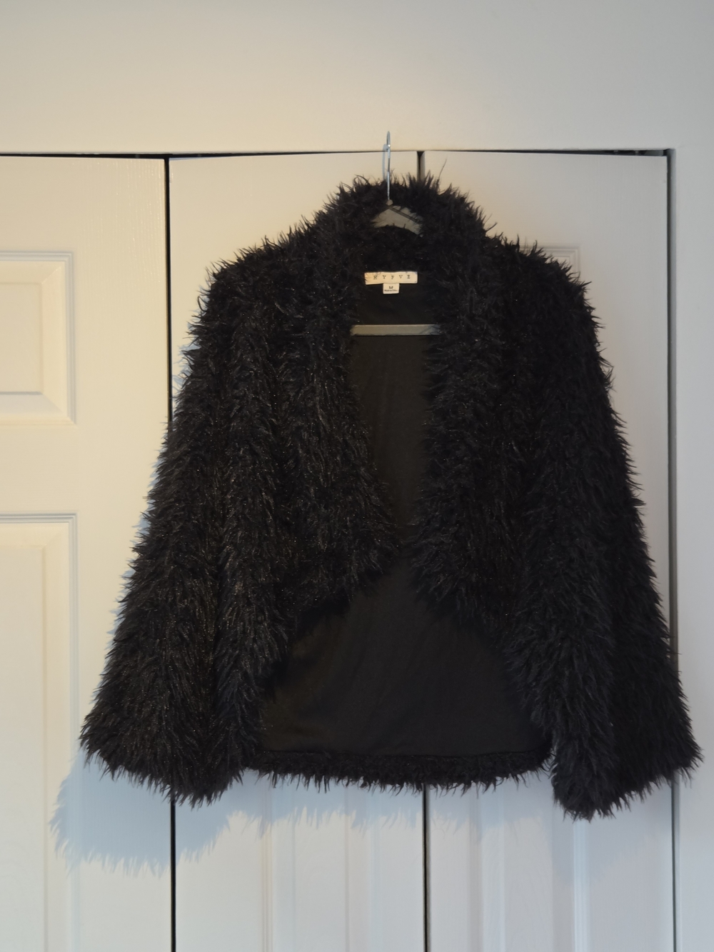 HYFVE Black Faux-Fur Open Front Jacket